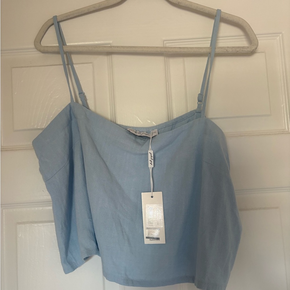 Petal & Pup Pale Blue Spaghetti Strap Crop Cami
